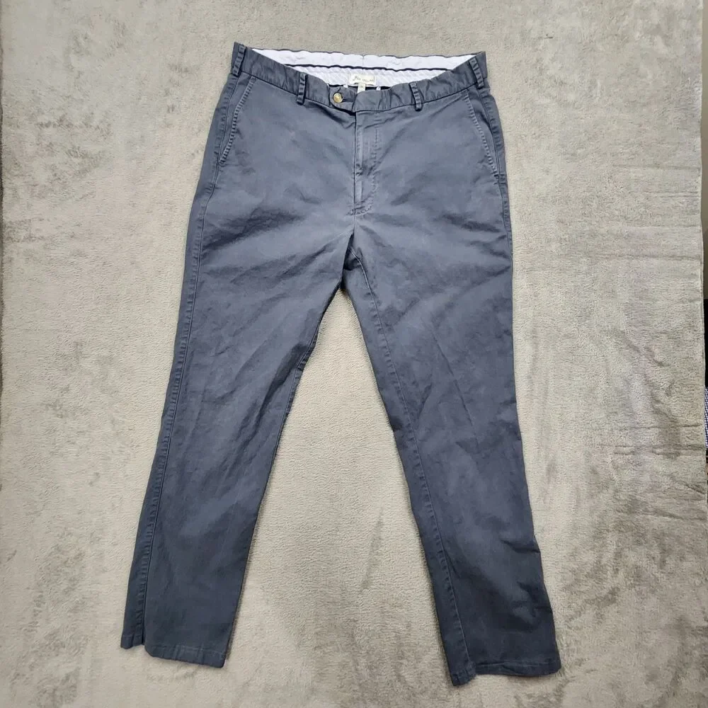 Peter Millar Chino Pants Mens 36 Gray Pima Cotton Stretch 97/3 Casual Trousers